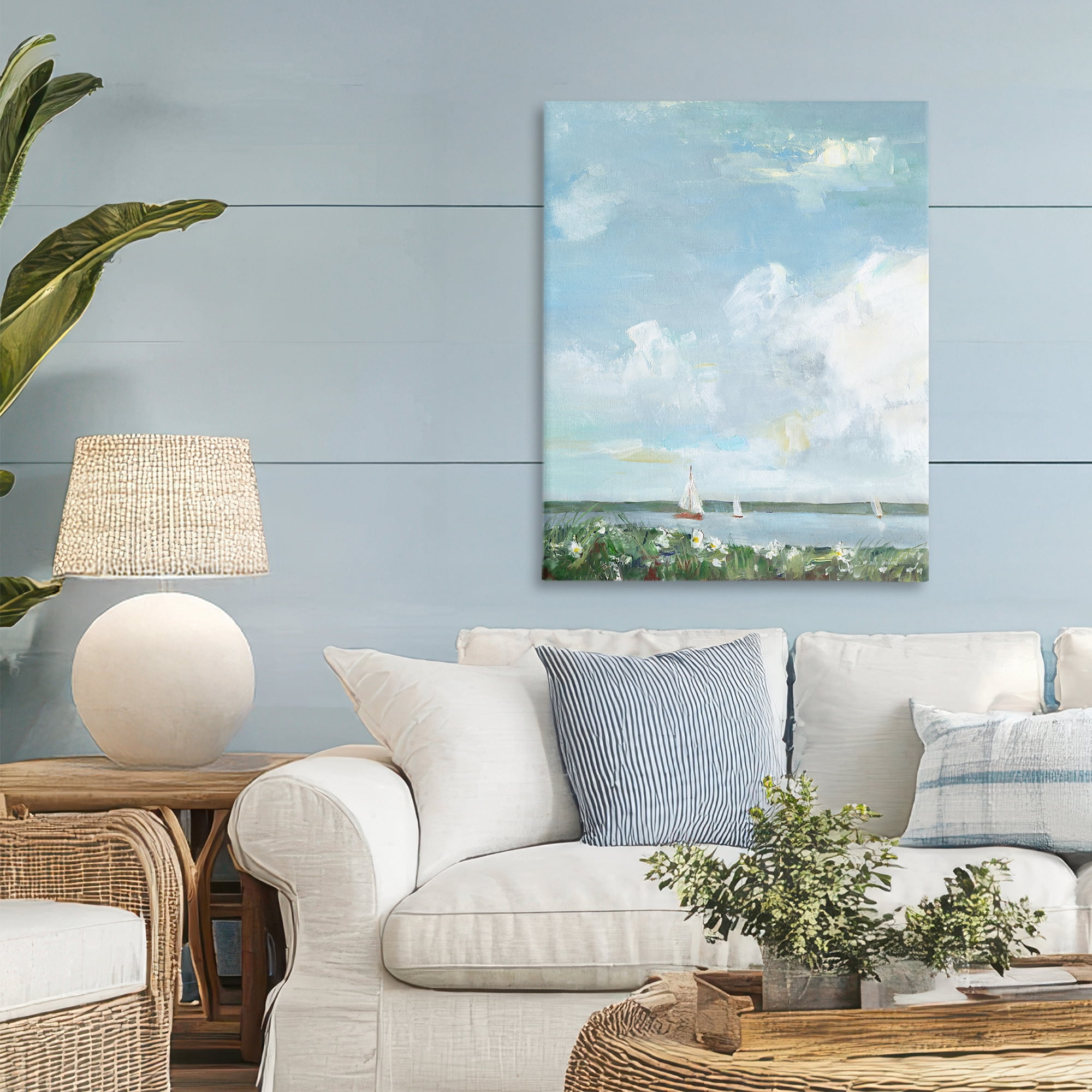 Stupell Industries Seaside Sailing Under Clouds Canvas Wall Art, design by Sally Swatland