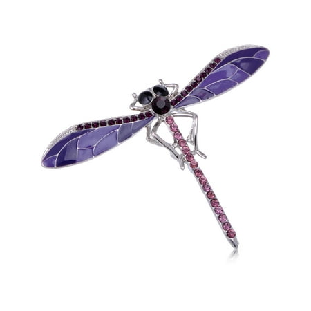 Lavender Rhinestone - Lavender Enamel Purple Crystal Rhinestone Dragonfly Costume Pin Brooch