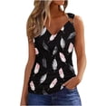 thumbnail image 2 of LEBONYARD Womens Tank Tops Plus Size,Women's Casual Summer Printed V-Neck Sleeveless Tanks Top Black XL, 2 of 5