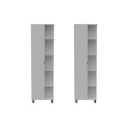 TUHOME Urano Bathroom Storage Cabinet Organizer with Door and 9 Shelves (2 Pack)