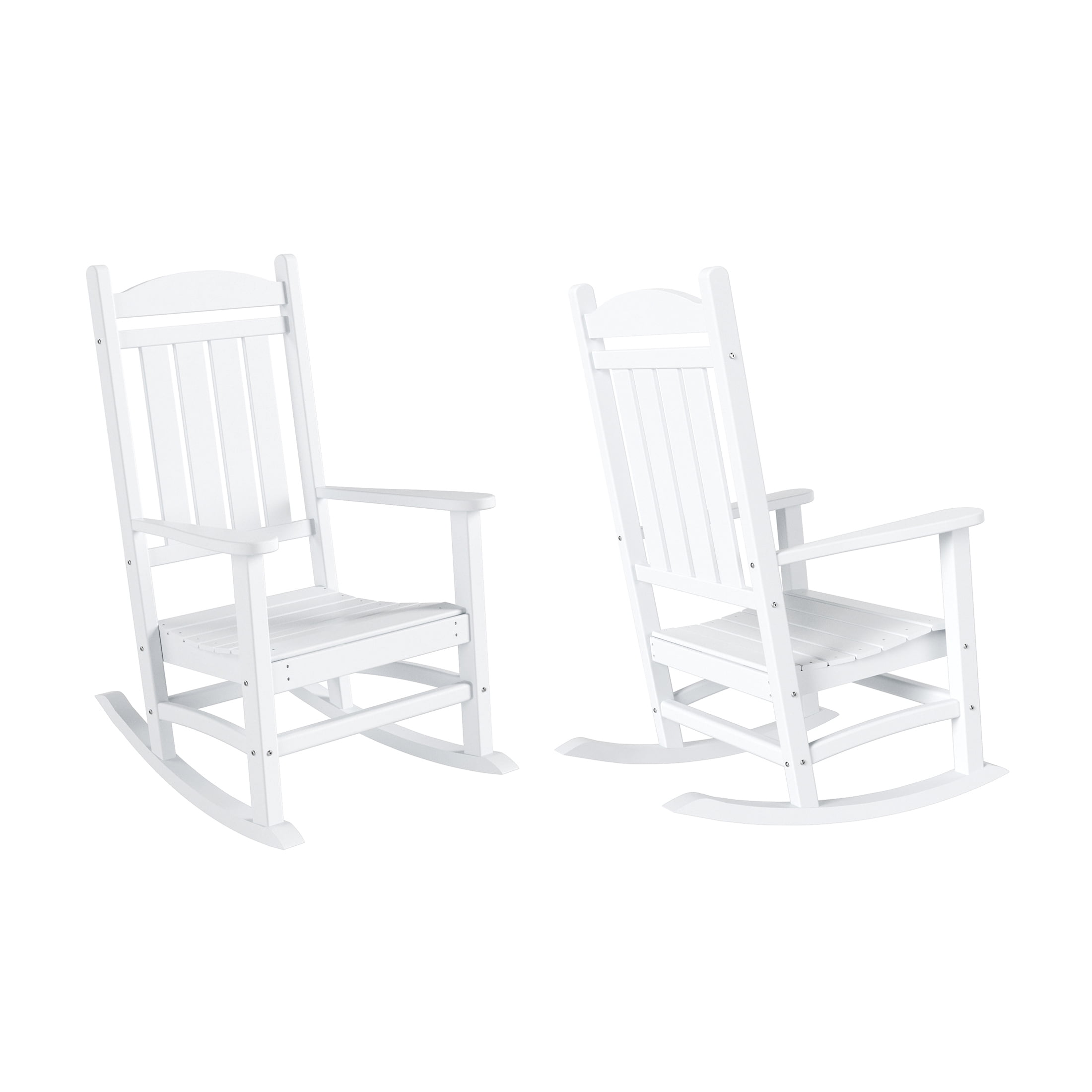 GARDEN Set of 2 Classic Plastic Adirondack Porch Rocking Chairs, White