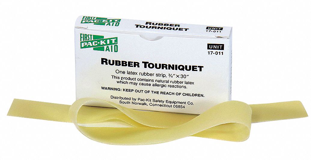 Rubber Tourniquet, Yellow, For Use With First Aid, 1 EA