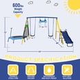 thumbnail image 3 of SMkidsport Swing Set forOutside, Playground Set for Backyardfor Kids with Slide, Two Swing Seats, Movable Rebounder and  Trapeze, Outdoo Playset, 3 of 8