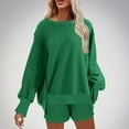 thumbnail image 7 of Womens Oversized Sweatshirt Shorts Sets 2 Piece Outfit Lounge Sweat Shorts Set with Pockets Split Cuffs Sweatsuits (S, Green), 7 of 7