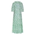 thumbnail image 4 of vigerkar Women's Mid Sleeve Floral Print Retro V Neck Tassel Bohemian Midi Dresses Green, XXXL, 4 of 6
