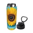 thumbnail image 2 of Picia Golden Sunflower in Blue Pattern Water Bottle 18 oz Stainless Steel Insulated Bottles With Handle Leak Proof Gym Sport Water Jug BPA-free insulated kettle For Men Women Adults, 2 of 7