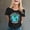 Black, variant on Womens Tshirt Cartoon Earth Print Short Sleeve Crewneck Planet Top Tees for Women Pink M