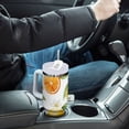 thumbnail image 4 of Yayeee 40oz Stainless Steel Tumbler with Straw and Handle Double-Wall Insulated Travel Water Bottle, Orange Bees, 4 of 8
