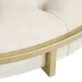thumbnail image 3 of Weston Home Oddie Gold Finish Velvet Button Tufted Round Ottoman, Beige, 3 of 10