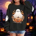 thumbnail image 2 of Girls Halloween Print Crewneck Sweatshirt Long Sleeve Fleece Pullover For Kids, 2 of 5