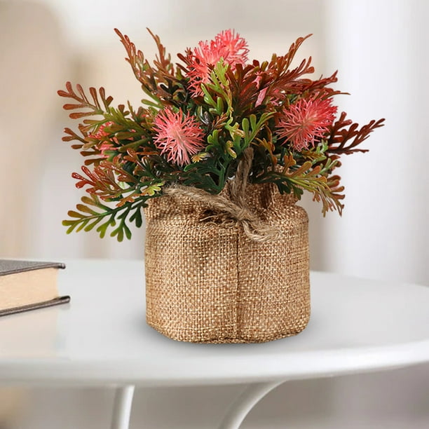 Gwong Decoración hogareña Plantas artificiales Bonsai Ornamental No se marchitan vibrantes flores falsas Mesa Ornamentos en maceta para el hogar Gwong 21076320