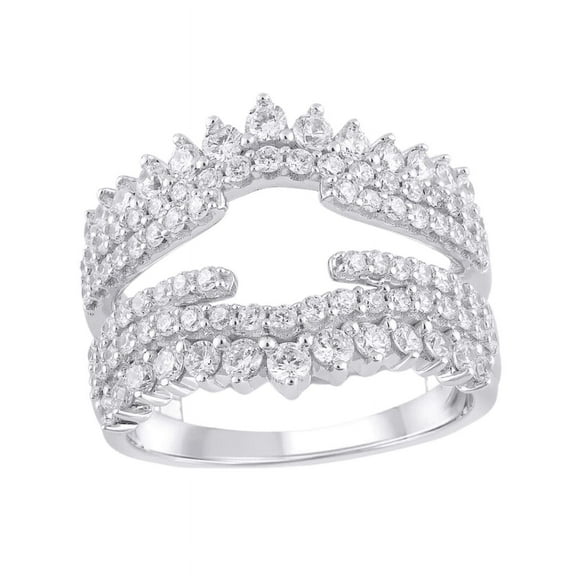 Round Cut White Diamond Ring Enhancer in 925 Sterling Silver - Bridal Wedding Engagement Wrap Ring Guard For Women