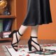 thumbnail image 2 of Sandalias de mujer Allegra K con tira cruzada en el tobillo y tacón grueso Negro 41, 2 of 5