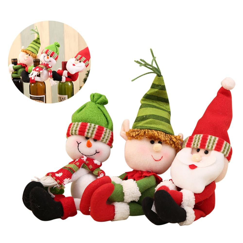 NEW Santa Snowman Elf Wine Bottle Cover Table Party Decor Xmas Ornaments Gift 