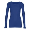 thumbnail image 5 of Fshiont Womens Long Sleeve Stretch Crewneck Ribbed T-Shirt Fitted Casual Basic Tops Blue M, 5 of 5