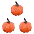 thumbnail image 2 of Clearance Under $5 | Realistic Artificial Pumpkin for Fall Table Centerpiece and Halloween Decor, Faux Pumpkin for DIY Crafts, Small Orange (3-Pack), 2 of 5