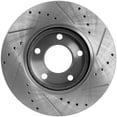 thumbnail image 4 of New Cross-drilled and Slotted Brake Disc Compatible With Mazda 3 Sport GS 4 Cyl 2.0L 3 GX 4 Cyl 2.0L Sport GX 2004-2013 By 31373 48880295 60080041 31373G 980295R, 4 of 7
