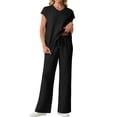 thumbnail image 6 of Cueply Two Piece Sets for Women Summer Casual Vacation Outfits Cap Sleeve Wide Leg Long Pants Lounge Sets, 6 of 9