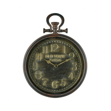 Old Town Clocks with Wall Holder Display With Numerical Numbering Round Wall Clock in Brown