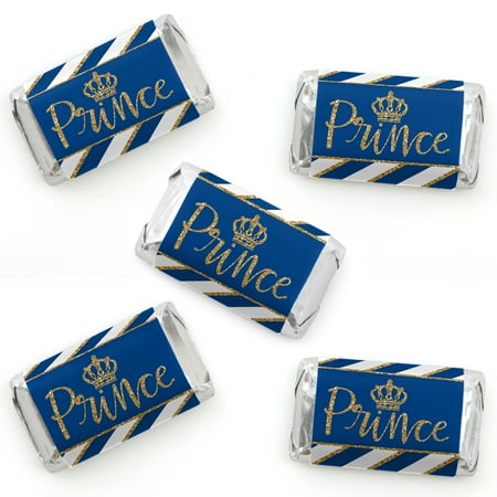 Frog Prince Baby Shower - Royal Prince Charming - Mini Candy Bar Wrapper Stickers - Baby Shower or Birthday Party Small Favors - 40 Count