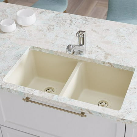 Ren Granite Composite 33 L X 19 W Double Basin Undermount Kitchen Sink With Basket Strainer