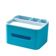 thumbnail image 1 of Cateissary Caja de pañuelos Rectangular de plástico resistente a caídas, organizador de almacenamiento multifuncional, cubierta plegable, Almacenamiento y organización del hogar Azul, 1 of 6