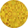 thumbnail image 1 of Ahgly Company Machine Washable Indoor Round Southwestern Yellow Country Area Rugs, 5' Round, 1 of 4