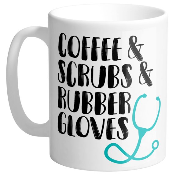 Coffee Scrubs And Rubber Gloves Coffee Mug 11oz White
