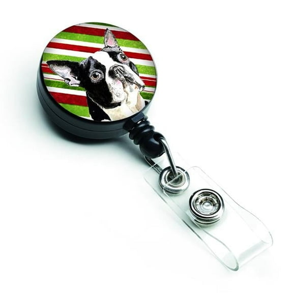 Carolines Treasures SC9320BR Boston Terrier Candy Cane Holiday Christmas Retractable Badge Reel