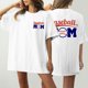 thumbnail image 3 of Camiseta de Cuello Redondo Impresa Delantera Y Trasera de Béisbol de las Mujeres de Verano, Camisetas Cortas Casuales Ligeras para las Mujeres, 3 of 5
