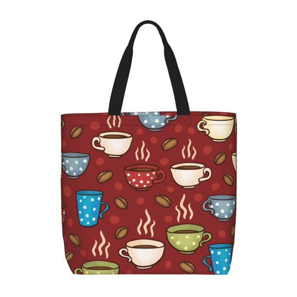 Balery Coffee Cups Bolsa de Mano para Mujeres con Cremallera, Bolsa de Gimnasio con Compartimentos, Bolsa para Laptop, Bolsa para Trabajo