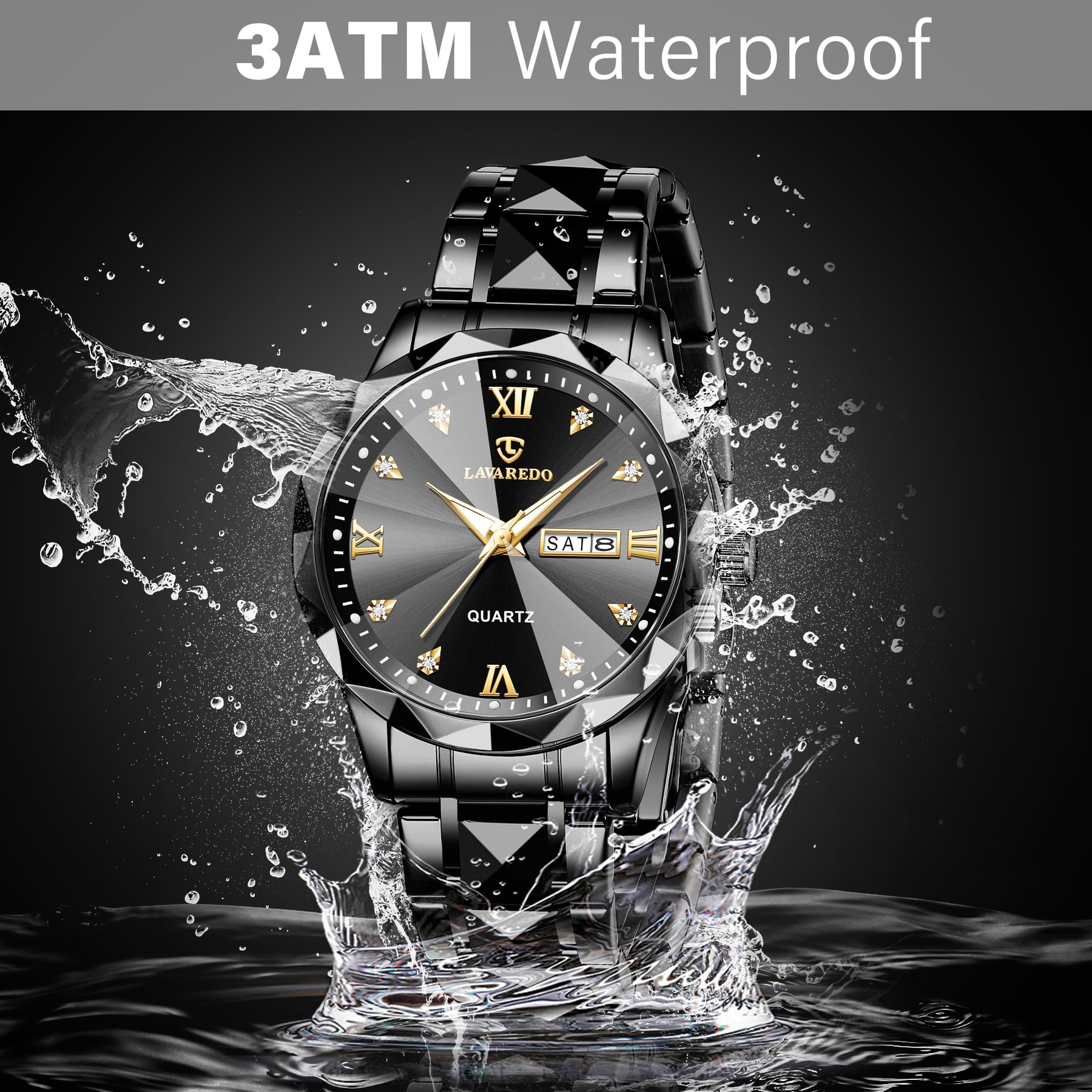 Watches for Men Analog Quartz Stainless Steel Watch with Calendar Window Luminous Indexes Waterproof Luxury Wrist Watch