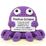 Positive Octopus - Emotional Support Crochet Dolls, Positive Crochet Animals, Emotional Support Plush Gift, Stuffed Animal for Anxiety & Stress Relief