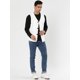 thumbnail image 3 of Chalecos Con Cuello En V Para Hombre, Bolsillos Sin Mangas, Chaleco Informal blanco M, 3 of 5