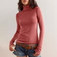 thumbnail image 2 of DDAPJ pyju Womens Long Sleeve Turtleneck T-Shirts Mock Neck Underwear Fall Winter Fashion Base Layer Shirts Lightweight Soft Cotton Knitted Tops Prime Sales of The Day Watermelon Red M, 2 of 7