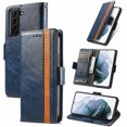 thumbnail image 1 of Case for Samsung Galaxy S21 FE 5G Cover Leather Wallet Folio Case Book Design Flip Magnetic Closure - Blue, 1 of 5