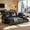 Black02, variant on Gewnee L-Shaped Sectional Sofa,Modern Corduroy Modular Sofa with Storage Function,USB‑C Charging Ports & Cup Holders,Pull Out Couch for Living Room,Beige