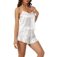 thumbnail image 4 of INSPIRE CHIC Women's Satin Lingerie Cami Tops and Shorts Sleepwear Pajamas Sets XS White, 4 of 6