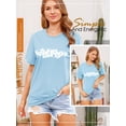 thumbnail image 5 of ZXSXSY Women's Floral Printed Crew Neck Short Sleeve Summer T-Shirt, 5 of 7