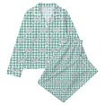 thumbnail image 2 of WOYY Girls Pajama Set Green Gingham Bow Print Long Sleeve Top Pants Sleepwear, Sizes 3-14, 2 of 4