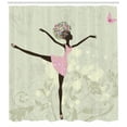 thumbnail image 3 of Ambesonne Ballet Shower Curtain, Afro Girl with Floral Hair, 69"Wx84"L, Pale Green Pink Brown, 3 of 3
