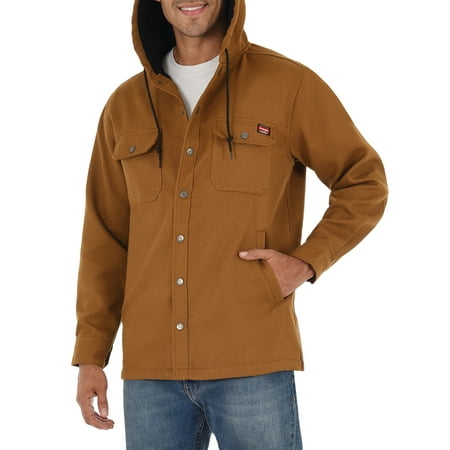 Wrangler Workwear Men's and Big Men's Essential Shirt Jacket with Polar Fleece Lining and Hood, Sizes S-5XL
