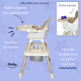 thumbnail image 3 of Silla alta periquera 7 en 1 con mesa y charola para bloques primi pasti ibaby beige, 3 of 8