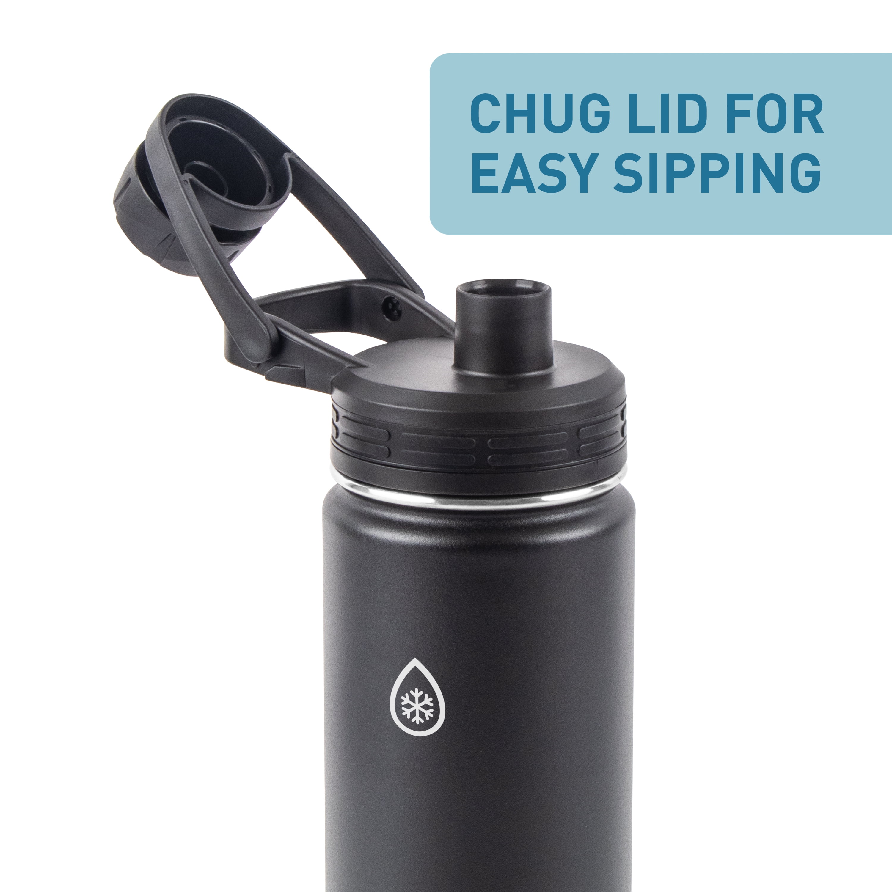 ThermoFlask 22 oz Insulated Stainless Steel Chug Water Bottle, Onyx