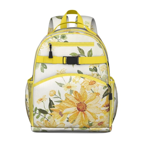 Yellow Summer Sunflower Toddler Backpack Adjustable Padded Straps and Chest Buckle Lightweight Durable School Backpack for Elementary