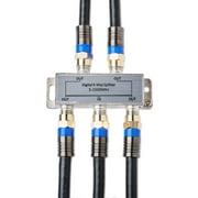 onn. 4 Way Digital Coax Cable Splitter with Gold Plated Connectors, Silver