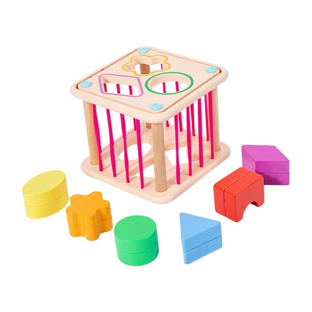 Juguete clasificador de formas Yotijar Montessori con bandas elásticas reconocimiento de colores de madera Estilo A