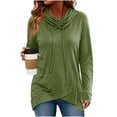 thumbnail image 5 of cocolona Womens Trendy Cowl Neck Hoodies Long Sleeve Tunic Casual Pullover Drawstring Sweatshirts Fall Solid Color Tops, 5 of 6