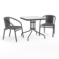 thumbnail image 2 of Flash Furniture 28'' Square Glass Metal Table with Gray Rattan Edging and 2 Gray Rattan Stack Chairs, 2 of 13