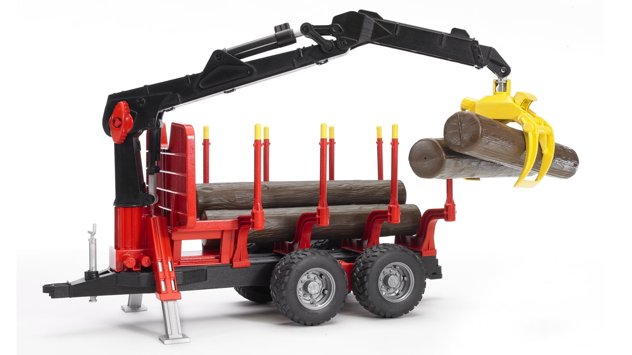BRUDER Forestry trailer with crane, grapple and 4 logs